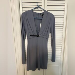 Zara Slate grey Long Sleeve Dress with Belt xs